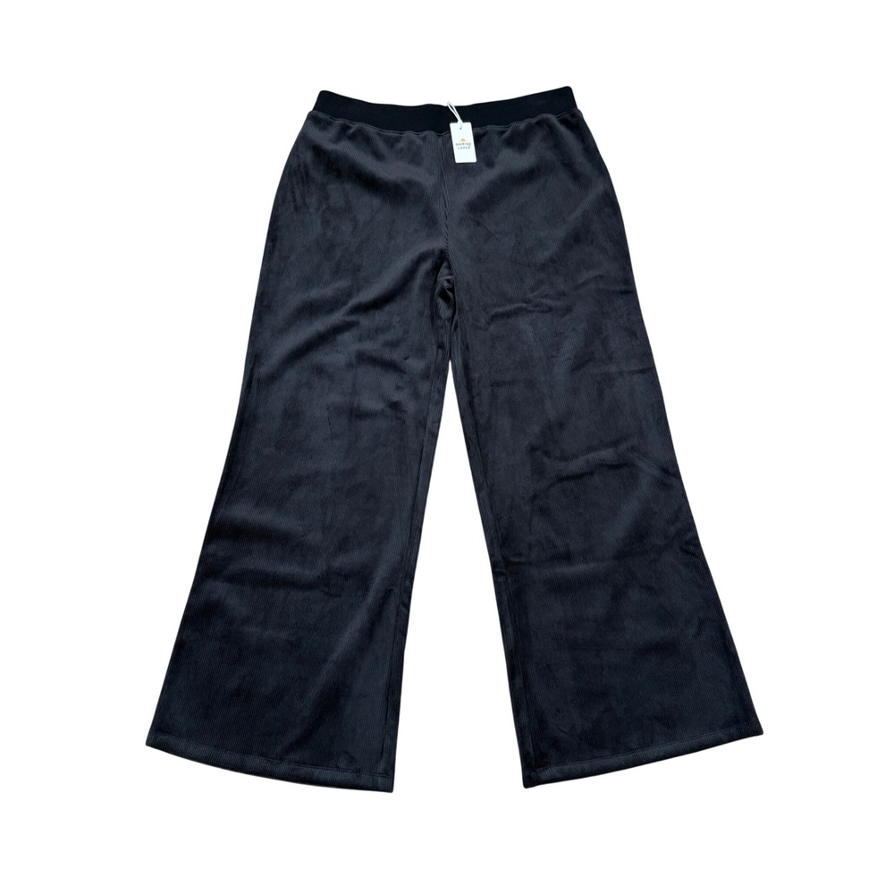 Marine Layer Velour Corduroy Wide‎ Leg Pants Black XL NWT Loungewear Cozy